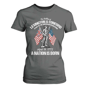 Battle of Lexington and Concord T Shirt For Women American Revolution April 19 1775 Patriotic TS02 Dark Heather Print Your Wear