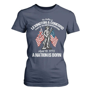 Battle of Lexington and Concord T Shirt For Women American Revolution April 19 1775 Patriotic TS02 Navy Print Your Wear
