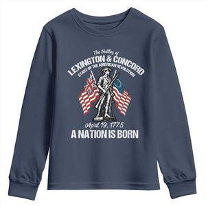Battle of Lexington and Concord Youth Sweatshirt American Revolution April 19 1775 Patriotic TS02 Navy Print Your Wear