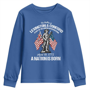Battle of Lexington and Concord Youth Sweatshirt American Revolution April 19 1775 Patriotic TS02 Royal Blue Print Your Wear
