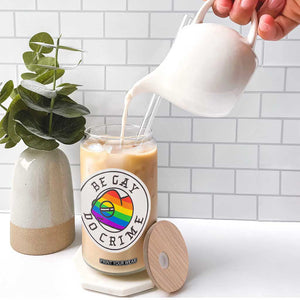 Be Gay Do Crime Rainbow Chameleon LGBTQ Pride Flag Glass Can TS10 Print Your Wear