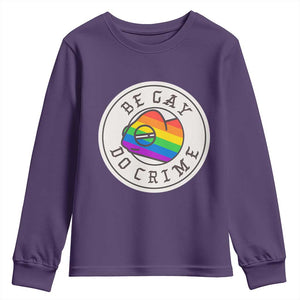 Be Gay Do Crime Rainbow Chameleon LGBTQ Pride Flag Youth Sweatshirt TS10 Purple Print Your Wear