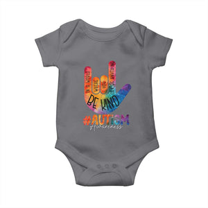 Be Kind ASL Autism Awareness Baby Onesie Love Sign Language Hand Tie Dye TS10 Charcoal Print Your Wear