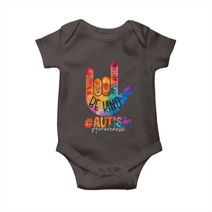 Be Kind ASL Autism Awareness Baby Onesie Love Sign Language Hand Tie Dye TS10 Dark Chocolate Print Your Wear