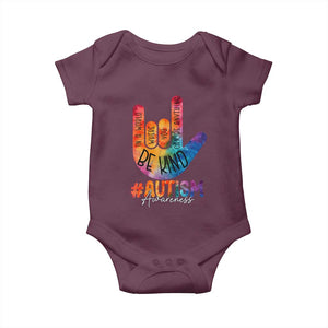Be Kind ASL Autism Awareness Baby Onesie Love Sign Language Hand Tie Dye TS10 Maroon Print Your Wear