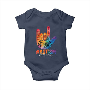 Be Kind ASL Autism Awareness Baby Onesie Love Sign Language Hand Tie Dye TS10 Navy Print Your Wear