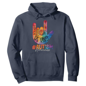 Be Kind ASL Autism Awareness Hoodie Love Sign Language Hand Tie Dye TS10 Navy Print Your Wear