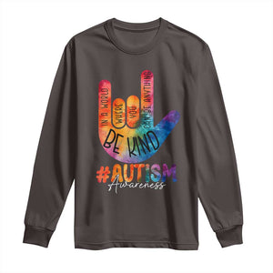 Be Kind ASL Autism Awareness Long Sleeve Shirt Love Sign Language Hand Tie Dye TS10 Dark Chocolate Print Your Wear