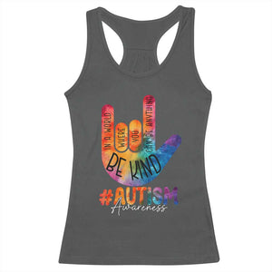 Be Kind ASL Autism Awareness Racerback Tank Top Love Sign Language Hand Tie Dye TS10 Dark Heather Print Your Wear