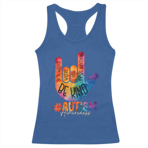 Be Kind ASL Autism Awareness Racerback Tank Top Love Sign Language Hand Tie Dye TS10 Royal Blue Print Your Wear