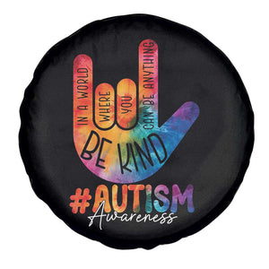 Be Kind ASL Autism Awareness Spare Tire Cover Love Sign Language Hand Tie Dye TS10 Print Your Wear
