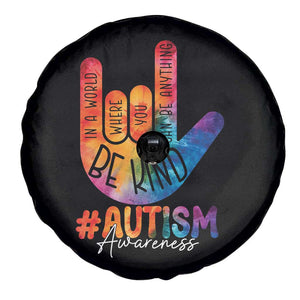 Be Kind ASL Autism Awareness Spare Tire Cover Love Sign Language Hand Tie Dye TS10 Print Your Wear