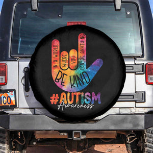 Be Kind ASL Autism Awareness Spare Tire Cover Love Sign Language Hand Tie Dye TS10 No hole Black Print Your Wear