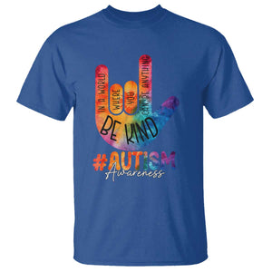 Be Kind ASL Autism Awareness T Shirt Love Sign Language Hand Tie Dye TS10 Royal Blue Print Your Wear