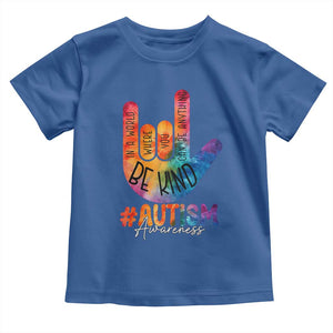 Be Kind ASL Autism Awareness Toddler T Shirt Love Sign Language Hand Tie Dye TS10 Royal Blue Print Your Wear