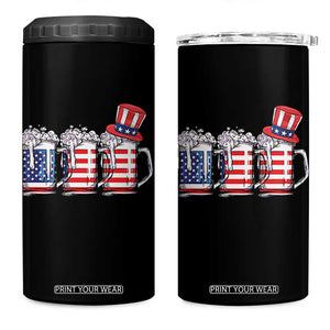Beer American Flag 4th of July 4 in 1 Can Cooler Tumbler Merica Drinking USA TS10 One Size: 16 oz Black Print Your Wear