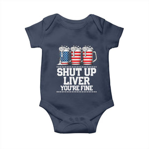 Beer American Flag 4th of July Baby Onesie Merica Drinking USA Shut Up Liver You Are Fine TS10 Navy Print Your Wear