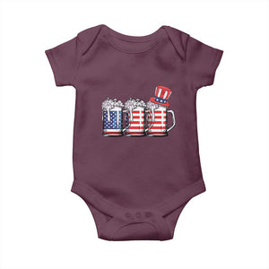 Beer American Flag 4th of July Baby Onesie Merica Drinking USA TS10 Maroon Print Your Wear