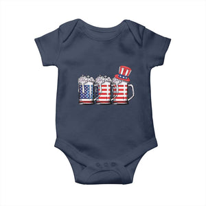 Beer American Flag 4th of July Baby Onesie Merica Drinking USA TS10 Navy Print Your Wear