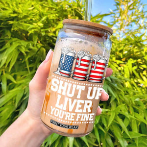 Beer American Flag 4th of July Glass Can Merica Drinking USA Shut Up Liver You Are Fine TS10 Print Your Wear