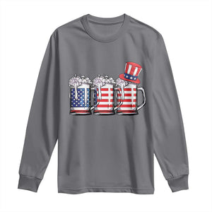 Beer American Flag 4th of July Long Sleeve Shirt Merica Drinking USA TS10 Charcoal Print Your Wear
