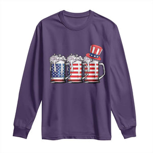 Beer American Flag 4th of July Long Sleeve Shirt Merica Drinking USA TS10 Purple Print Your Wear