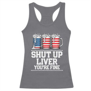 Beer American Flag 4th of July Racerback Tank Top Merica Drinking USA Shut Up Liver You Are Fine TS10 Charcoal Print Your Wear