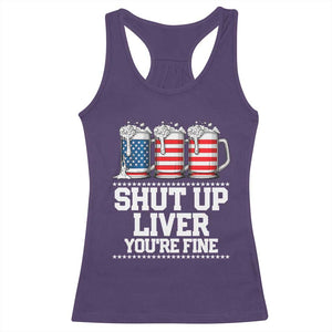 Beer American Flag 4th of July Racerback Tank Top Merica Drinking USA Shut Up Liver You Are Fine TS10 Purple Print Your Wear