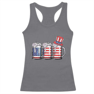 Beer American Flag 4th of July Racerback Tank Top Merica Drinking USA TS10 Charcoal Print Your Wear