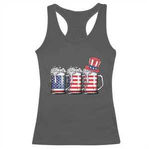 Beer American Flag 4th of July Racerback Tank Top Merica Drinking USA TS10 Dark Heather Print Your Wear