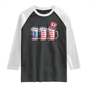 Beer American Flag 4th of July Raglan Shirt Merica Drinking USA TS10 Black White Print Your Wear