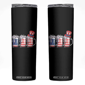Beer American Flag 4th of July Skinny Tumbler Merica Drinking USA TS10 Black Print Your Wear