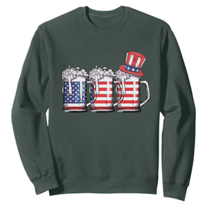 Beer American Flag 4th of July Sweatshirt Merica Drinking USA TS10 Dark Forest Green Print Your Wear