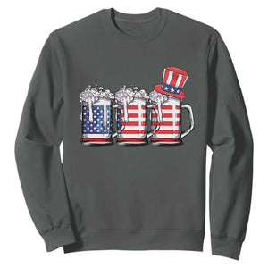 Beer American Flag 4th of July Sweatshirt Merica Drinking USA TS10 Dark Heather Print Your Wear