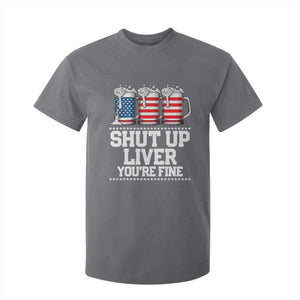 Beer American Flag 4th of July T Shirt For Kid Merica Drinking USA Shut Up Liver You Are Fine TS10 Charcoal Print Your Wear