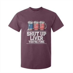 Beer American Flag 4th of July T Shirt For Kid Merica Drinking USA Shut Up Liver You Are Fine TS10 Maroon Print Your Wear