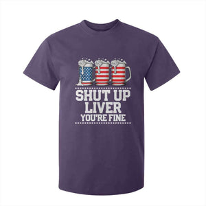 Beer American Flag 4th of July T Shirt For Kid Merica Drinking USA Shut Up Liver You Are Fine TS10 Purple Print Your Wear