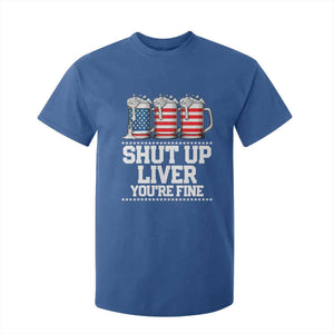 Beer American Flag 4th of July T Shirt For Kid Merica Drinking USA Shut Up Liver You Are Fine TS10 Royal Blue Print Your Wear