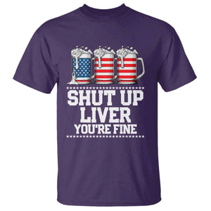 Beer American Flag 4th of July T Shirt Merica Drinking USA Shut Up Liver You Are Fine TS10 Purple Print Your Wear