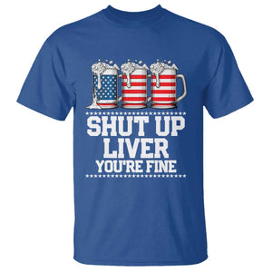 Beer American Flag 4th of July T Shirt Merica Drinking USA Shut Up Liver You Are Fine TS10 Royal Blue Print Your Wear