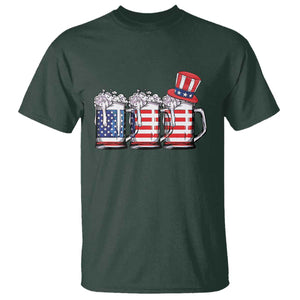Beer American Flag 4th of July T Shirt Merica Drinking USA TS10 Dark Forest Green Print Your Wear