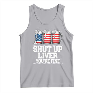 Beer American Flag 4th of July Tank Top Merica Drinking USA Shut Up Liver You Are Fine TS10 Athletic Heather Print Your Wear