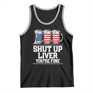 Beer American Flag 4th of July Tank Top Merica Drinking USA Shut Up Liver You Are Fine TS10 Black Athletic Heather Print Your Wear