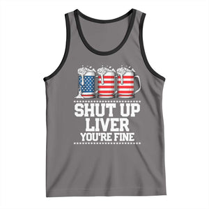 Beer American Flag 4th of July Tank Top Merica Drinking USA Shut Up Liver You Are Fine TS10 Deep Heather Black Print Your Wear