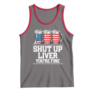 Beer American Flag 4th of July Tank Top Merica Drinking USA Shut Up Liver You Are Fine TS10 Deep Heather Red Print Your Wear