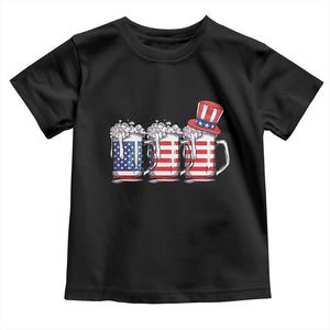 Beer American Flag 4th of July Toddler T Shirt Merica Drinking USA TS10 Black Print Your Wear