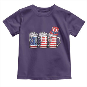 Beer American Flag 4th of July Toddler T Shirt Merica Drinking USA TS10 Purple Print Your Wear