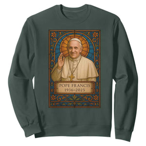 Beloved Pope Francis Sweatshirt 1936-2025 Memorial TS02 Dark Forest Green Print Your Wear