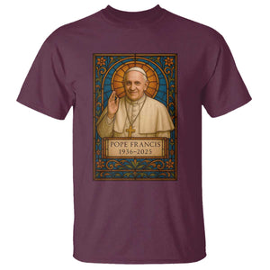 Beloved Pope Francis T Shirt 1936-2025 Memorial TS02 Maroon Print Your Wear