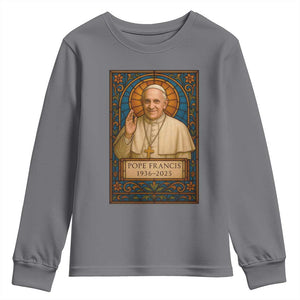 Beloved Pope Francis Youth Sweatshirt 1936-2025 Memorial TS02 Charcoal Print Your Wear